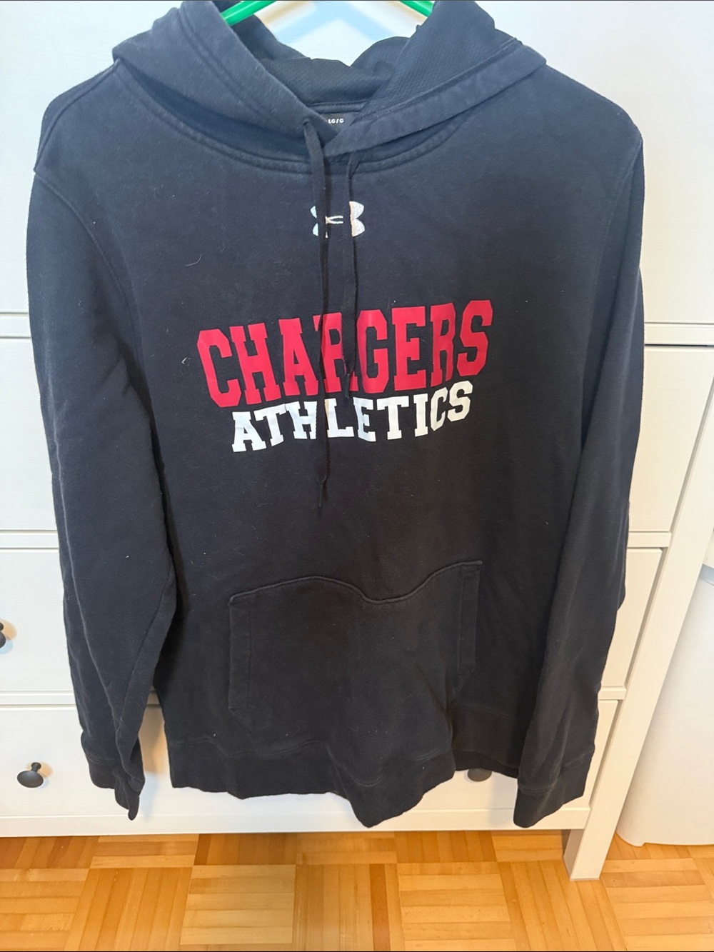 Under Armour Black Chargers Athletics Pullover Hoodie with Red & White Logo